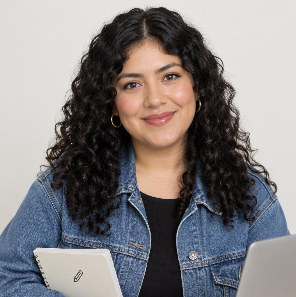 Portrait of a Latina woman with curly hair